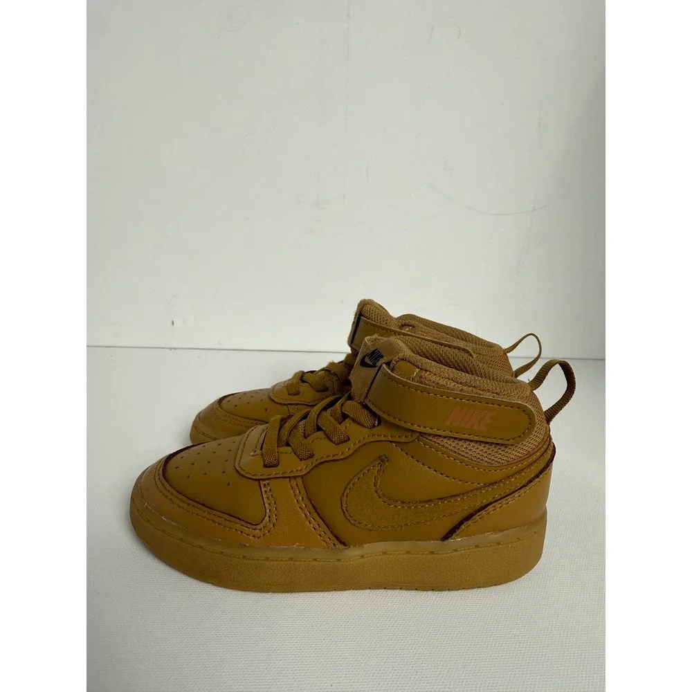 Nike Court Borough Mid 2 Toddler Shoes 9C Wheat Tan Brown CD7784-701 Sneaker - Picture 4 of 10